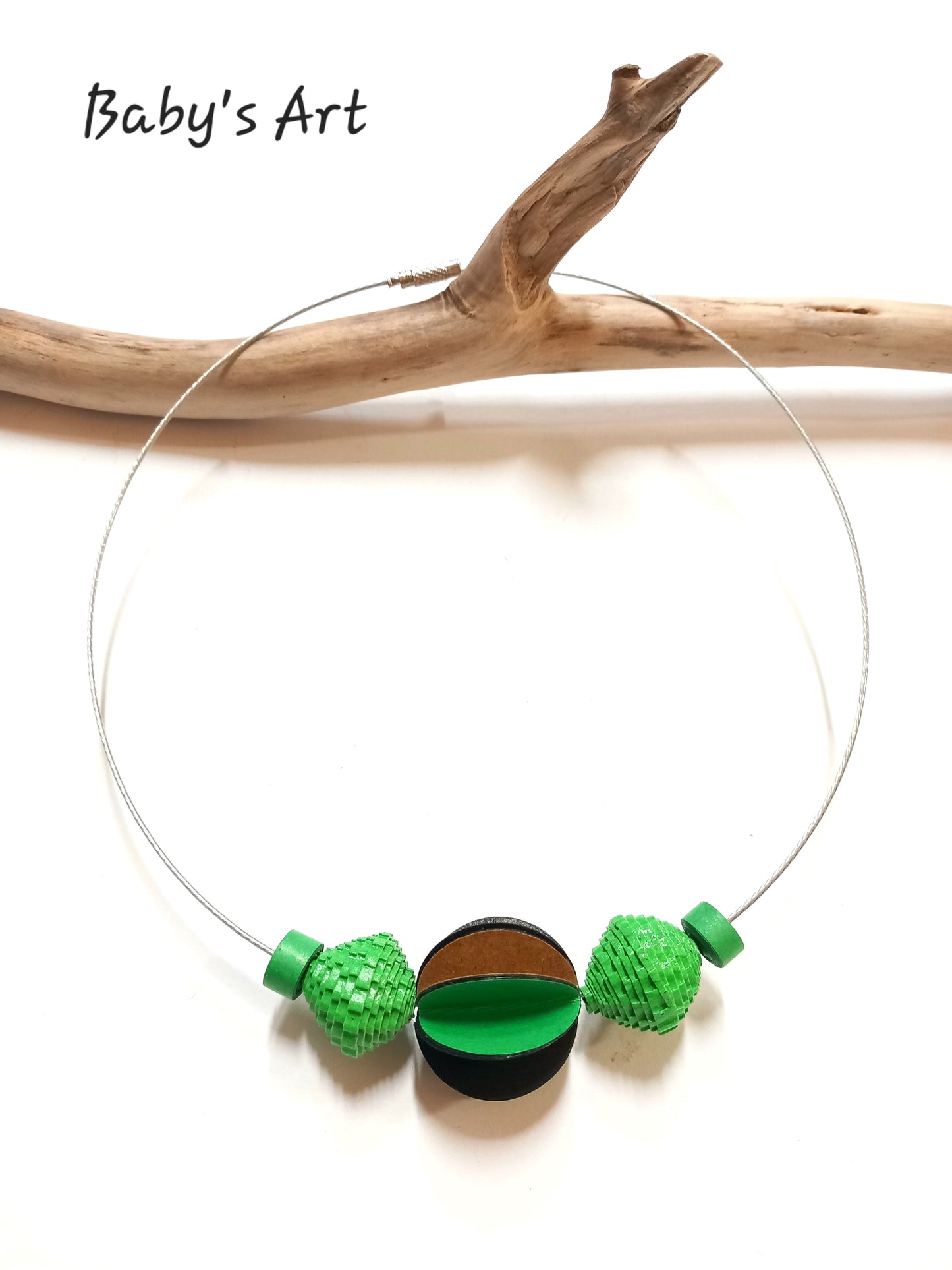 Collana perle origami verde