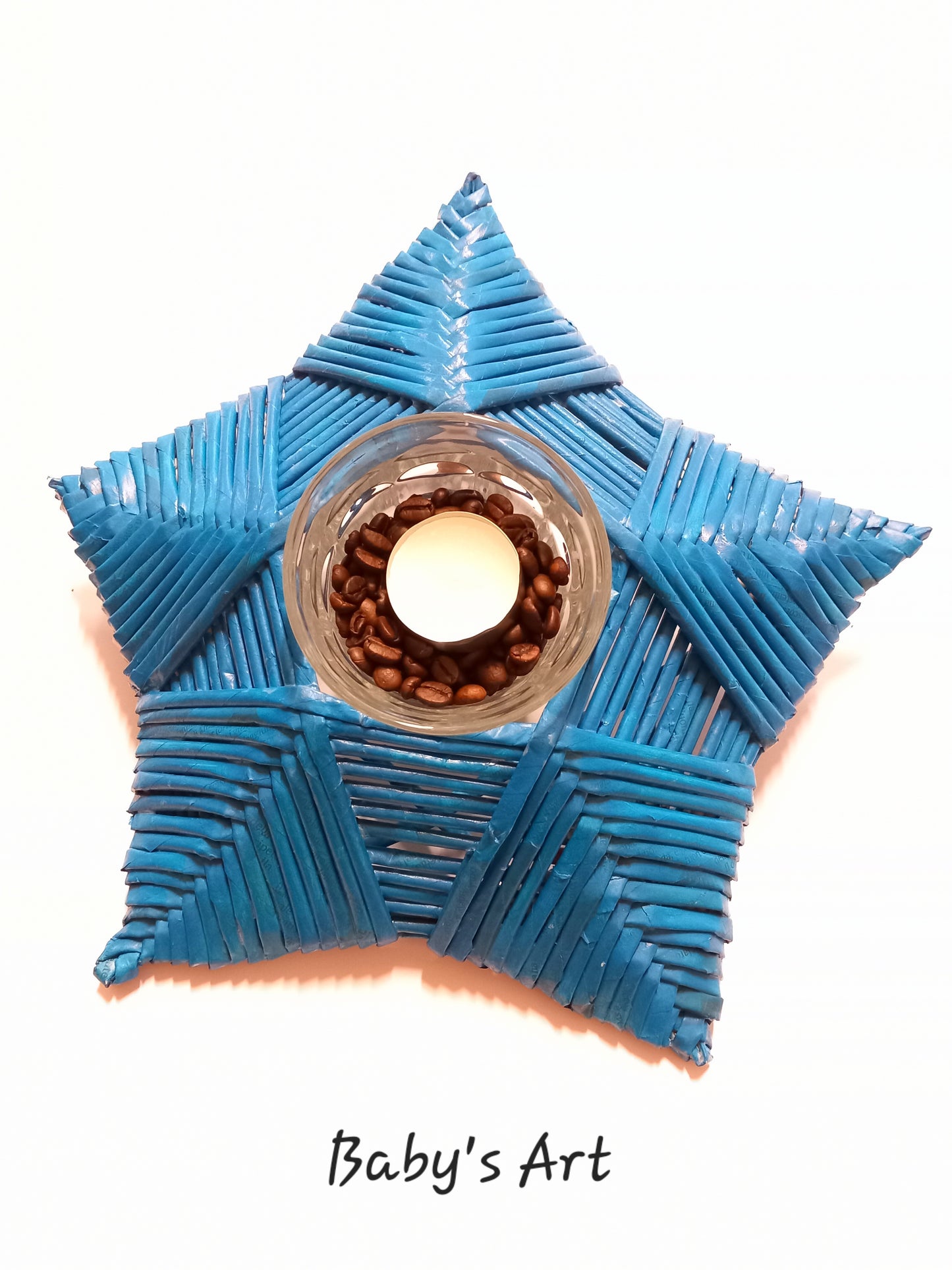 Centrotavola portacandela azzurro