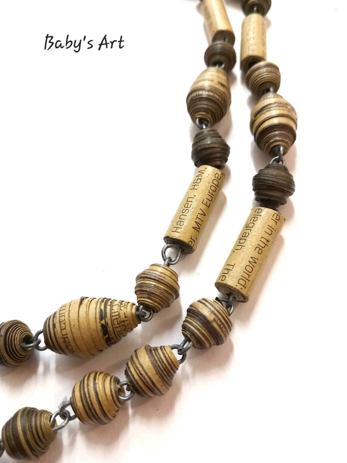 Collana perle di carta verde militare