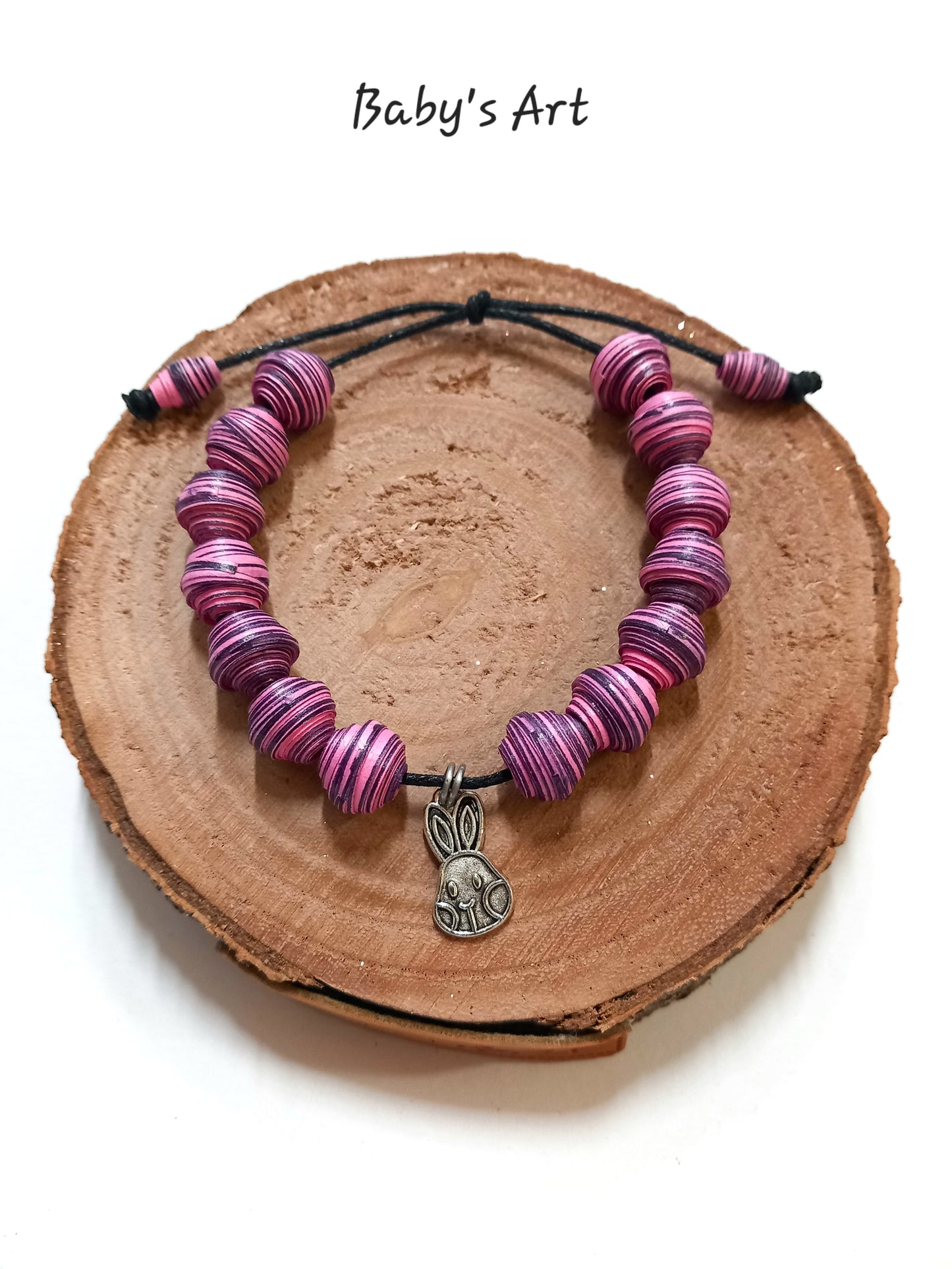 Bracciale perle & charm fucsia