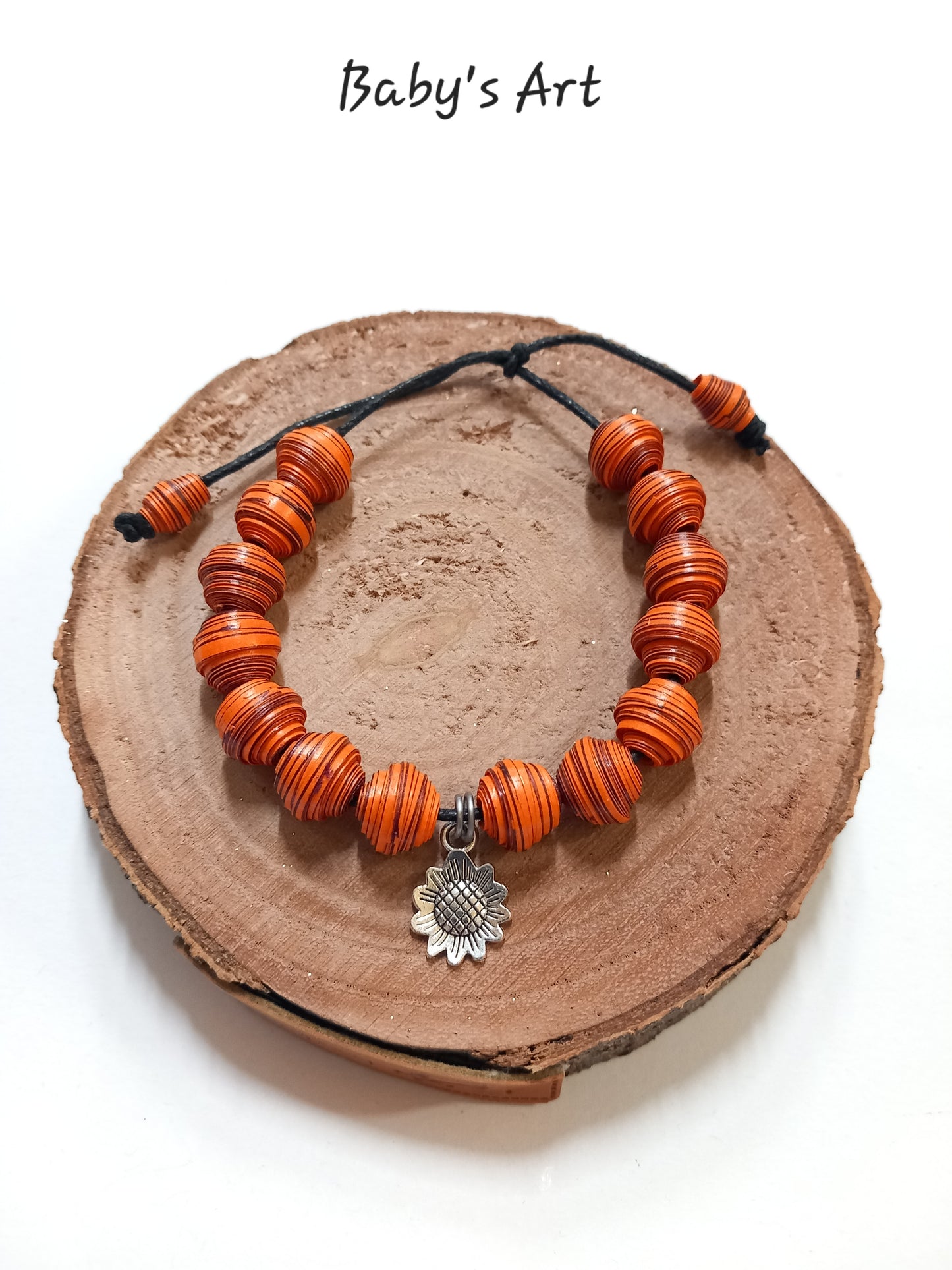Bracciale perle & charm arancione