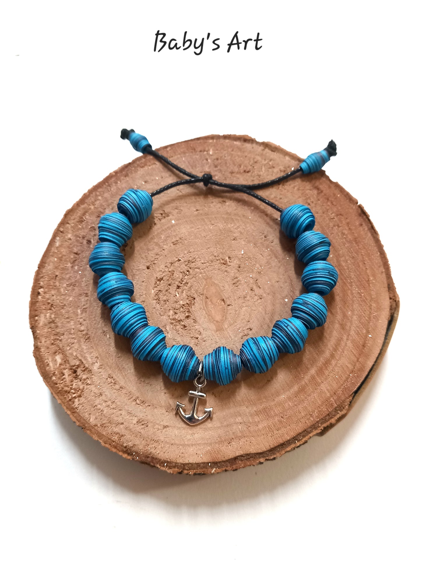 Bracciale perle & charm azzurro