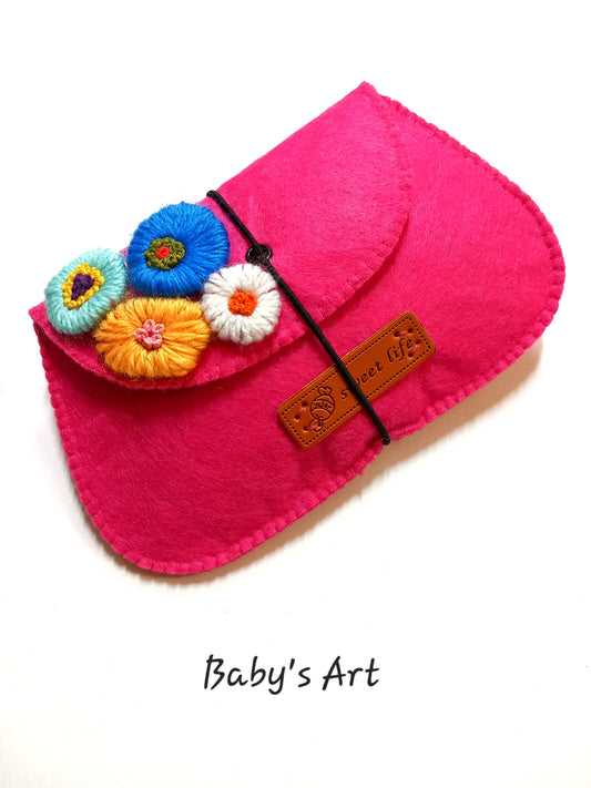 Pochette ricamata fucsia