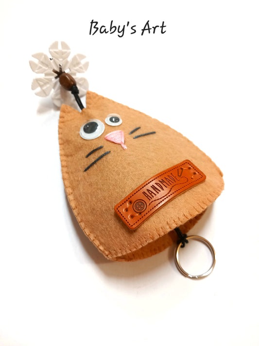 Portachiavi gatto beige