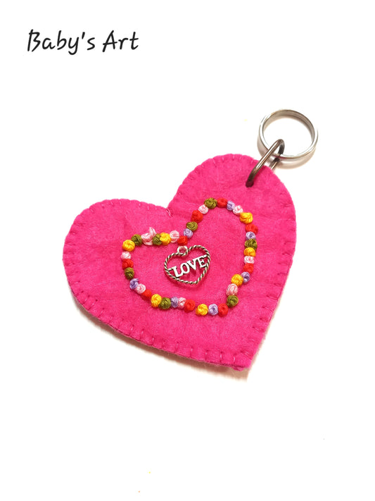 Portachiavi cuore fucsia