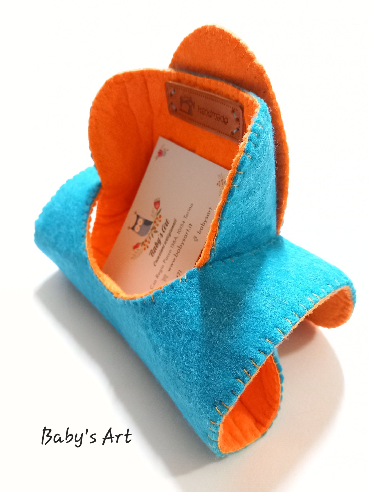 poltroncina per smartphone turchese e arancione