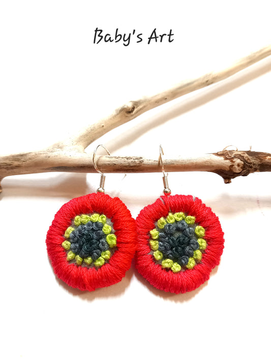 Orecchini ricamati papavero