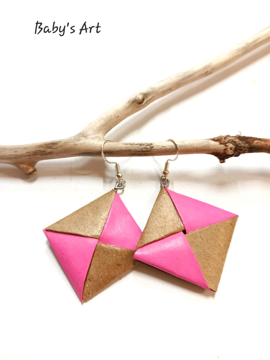 Orecchini quadrotti rosa