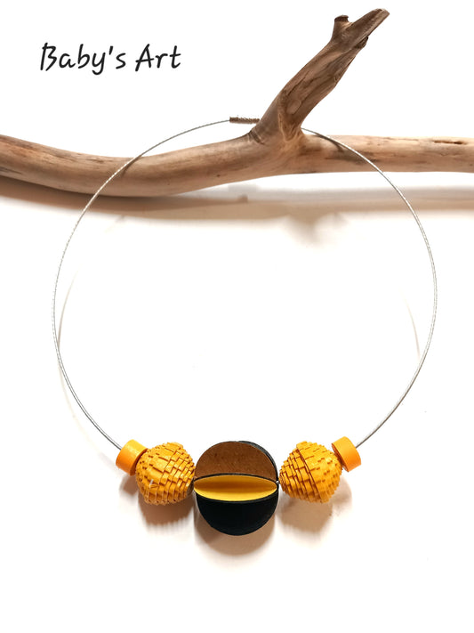 Collana perle origami giallo