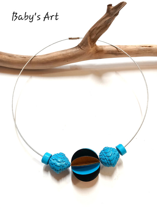 Collana perle origami azzurro