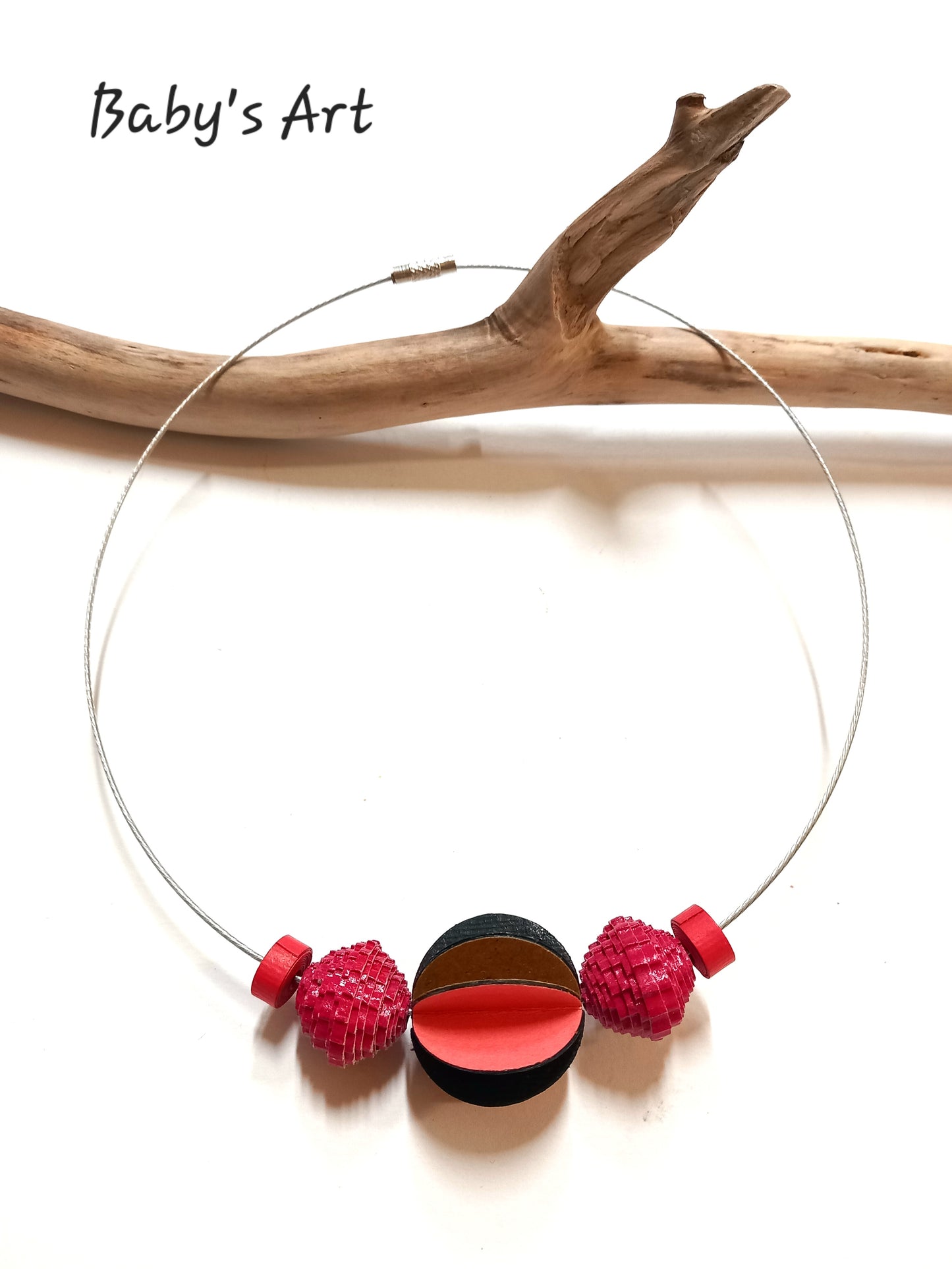 Collana perle origami rosso