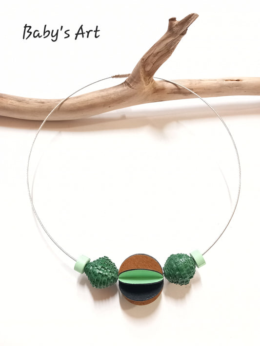 Collana perle origami verde scuro