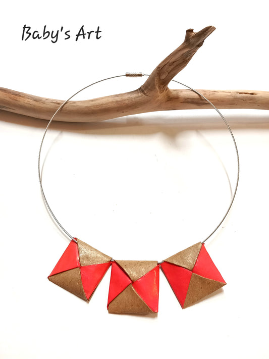 Collana quadrotti rosso