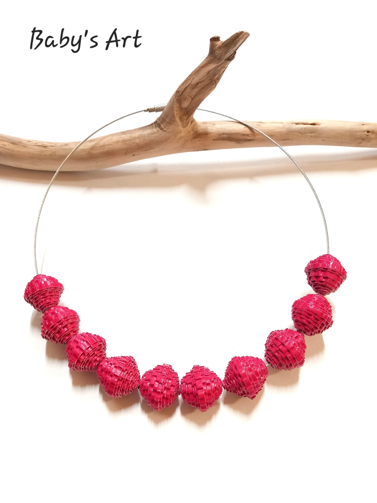 Collana perle ondulate rosso