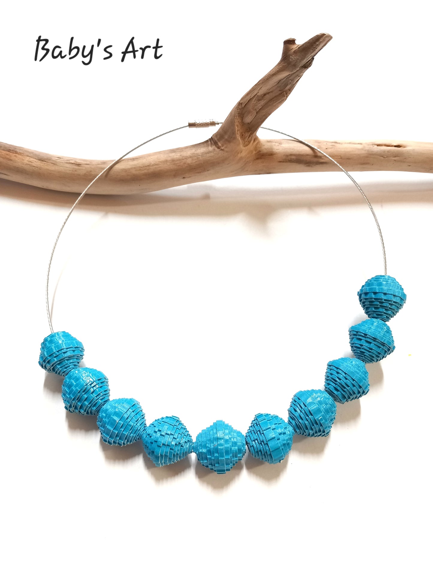 Collana perle ondulate azzurro