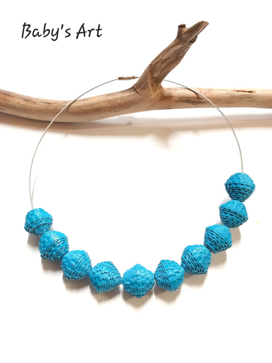 Collana perle ondulate azzurro