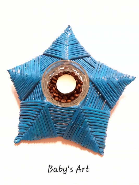 Centrotavola portacandela azzurro