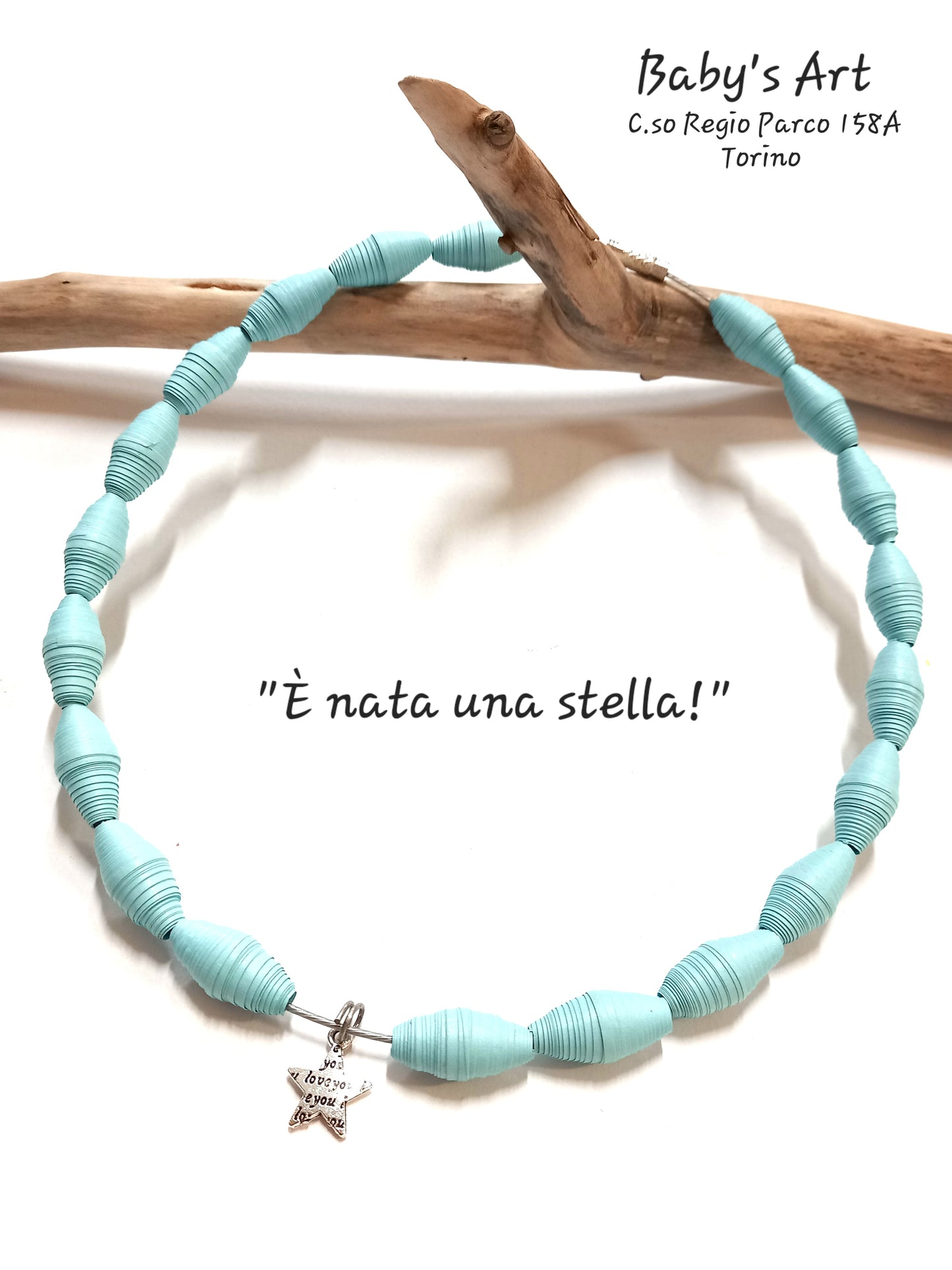 Collana perle celeste e stella