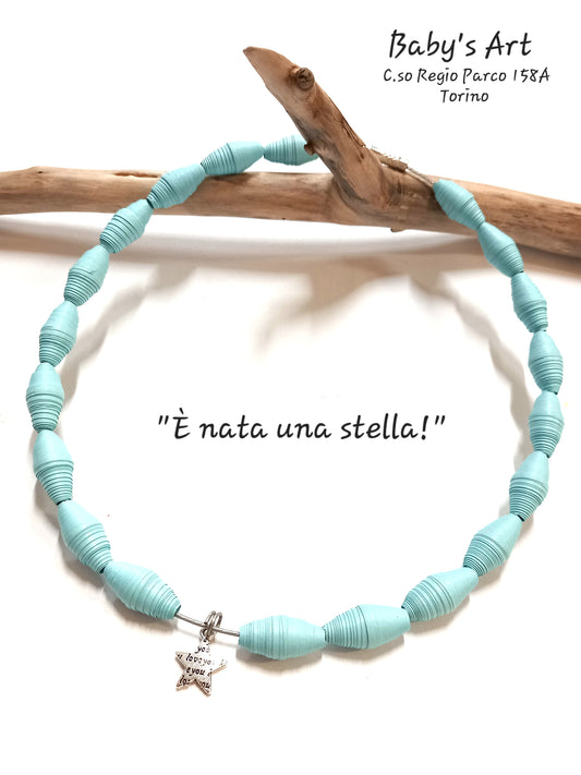 Collana perle celeste e stella
