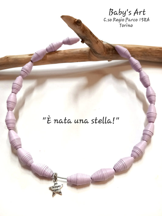 Collana perle lilla e stella