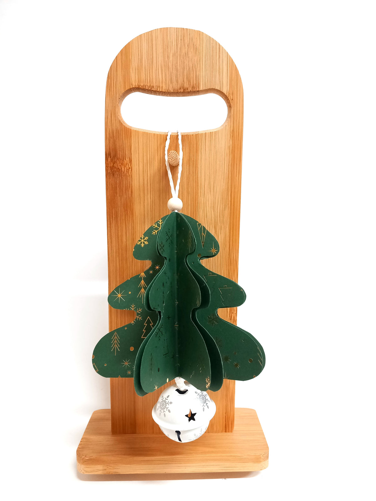 Alberello origami con sonaglio verde