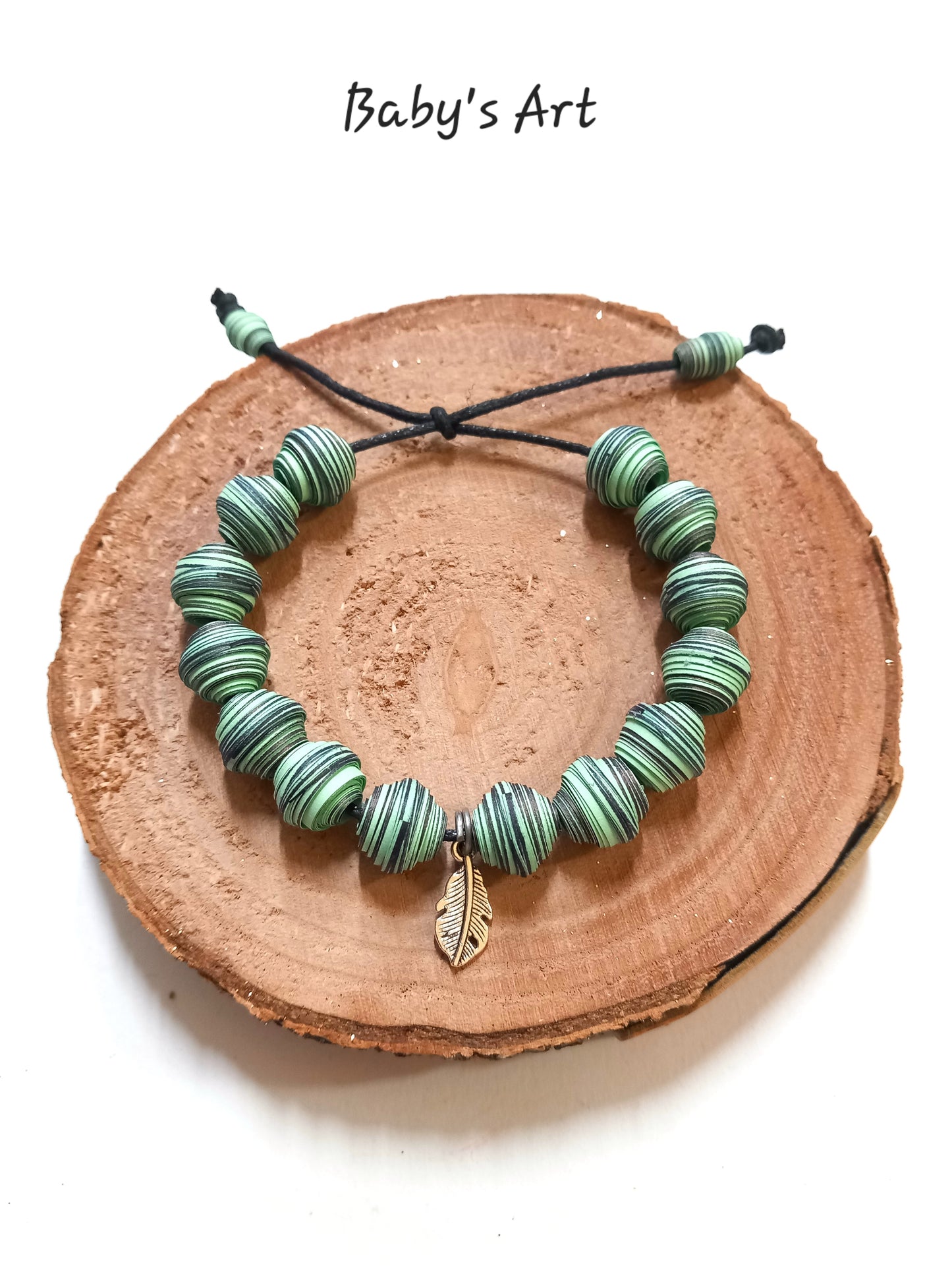 Bracciale perle & charm verde acqua