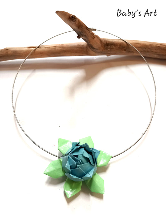 Collana Loto fiorito celeste