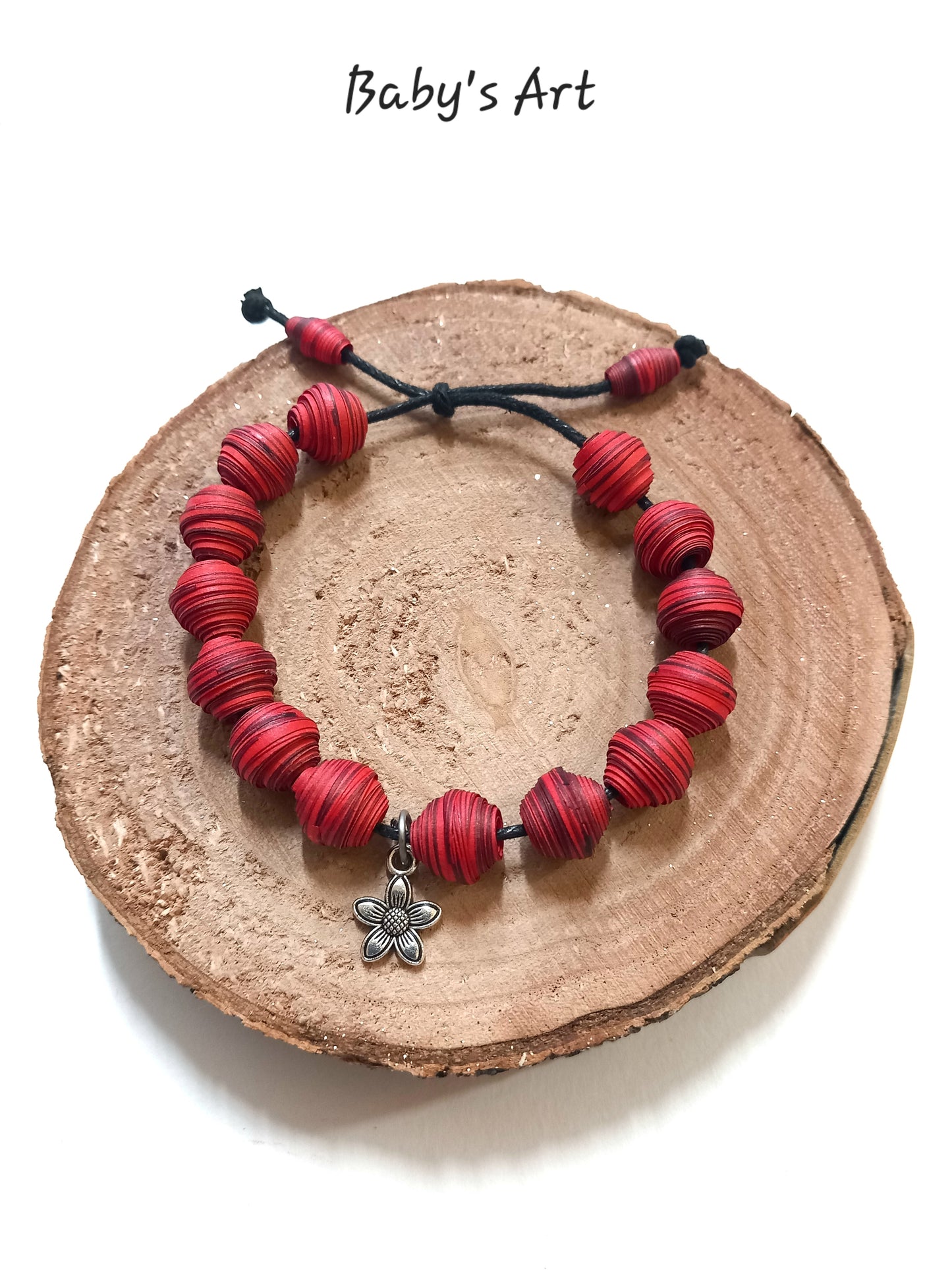 Bracciale perle & charm rosso
