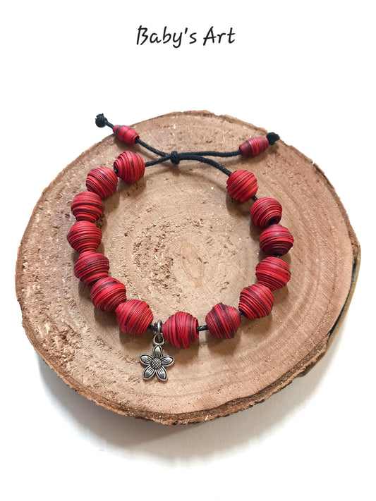 Bracciale perle & charm rosso