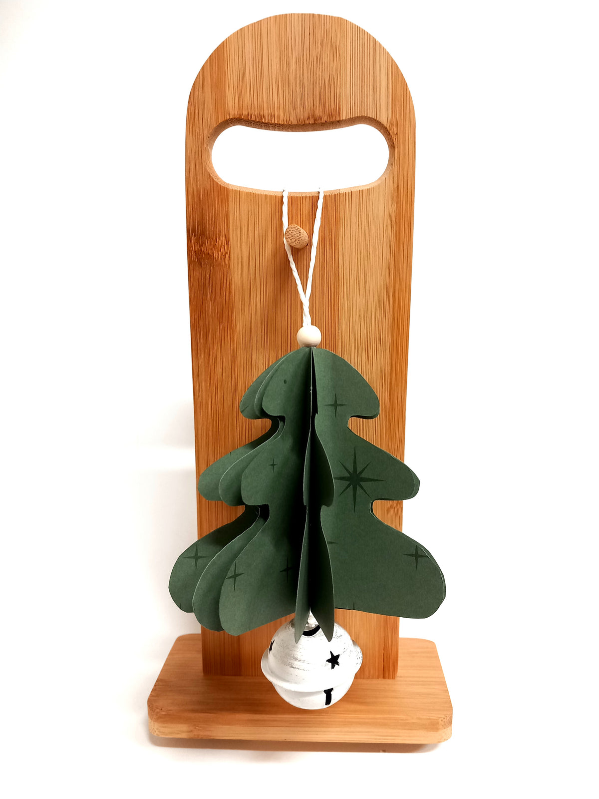 Alberello origami con sonaglio verde muschio