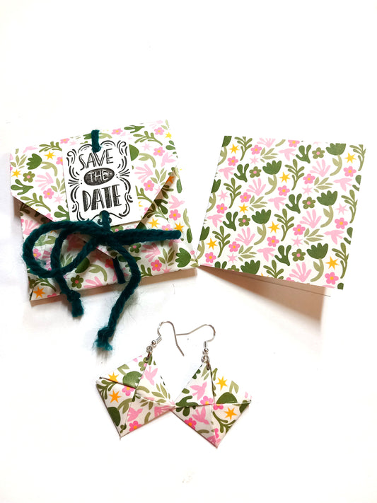 Set orecchini + confezione +biglietto "Prato fiorito"