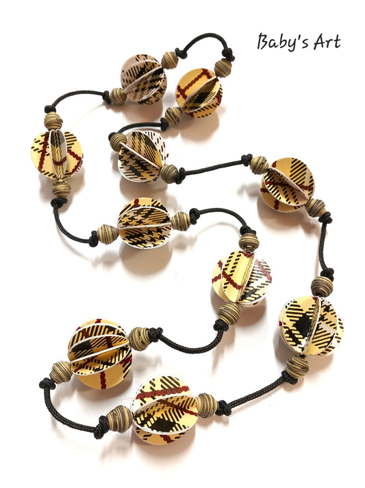 Collana perle origami tartan