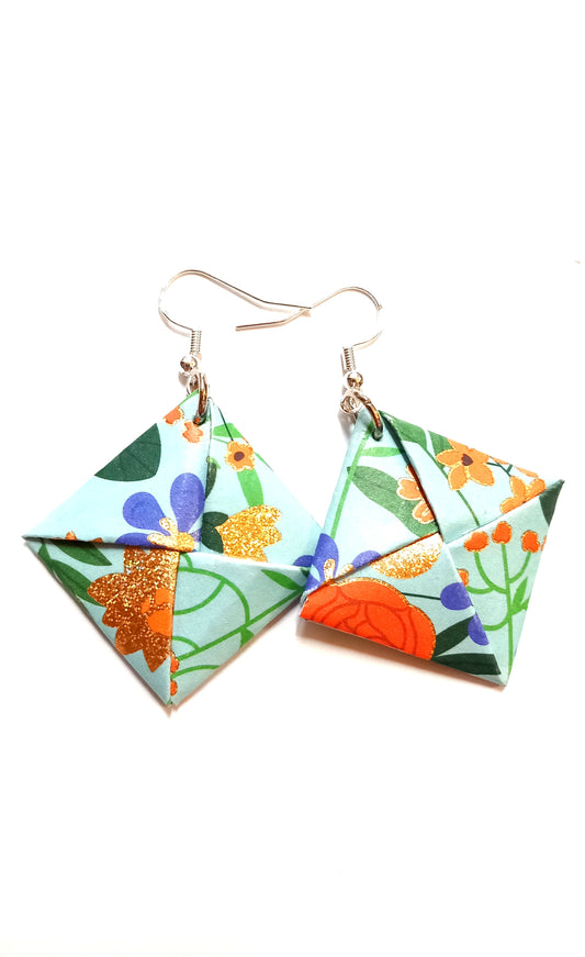 Orecchini origami glitter fiori