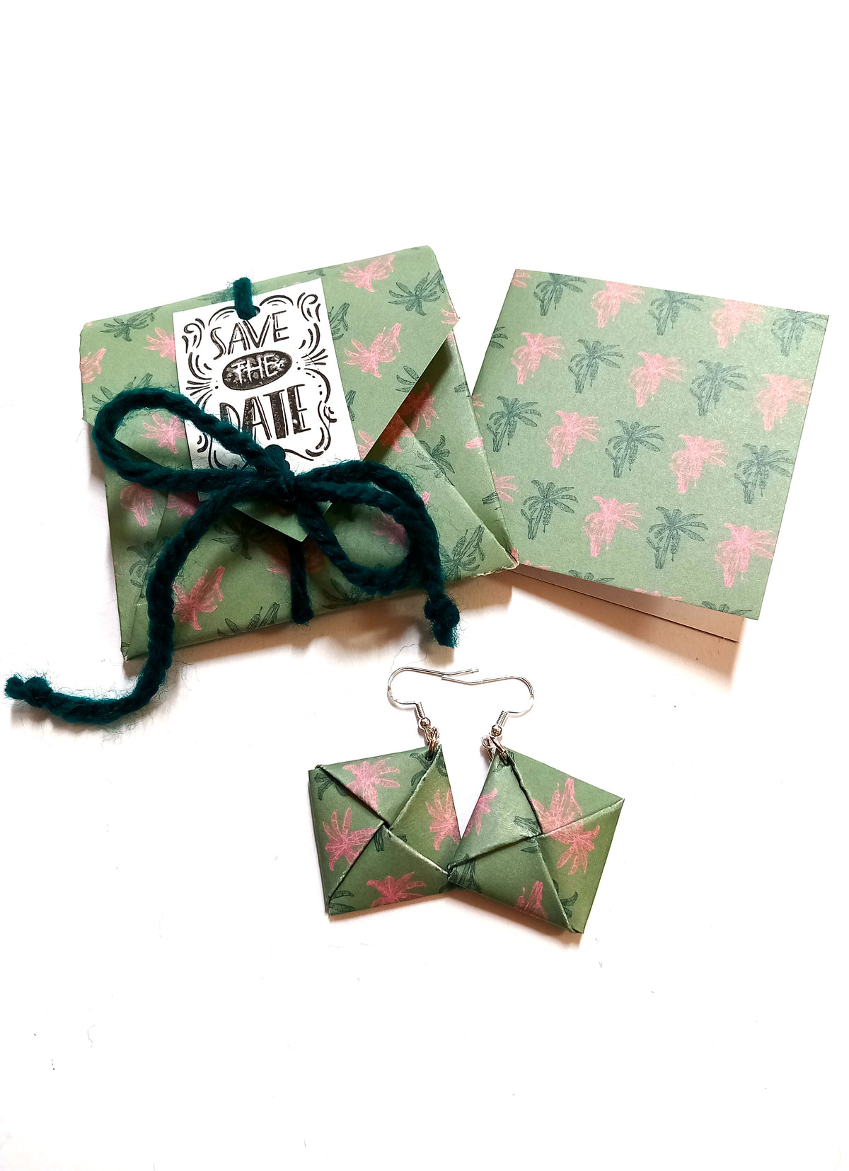 Set orecchini + confezione + biglietto "Fogliame"