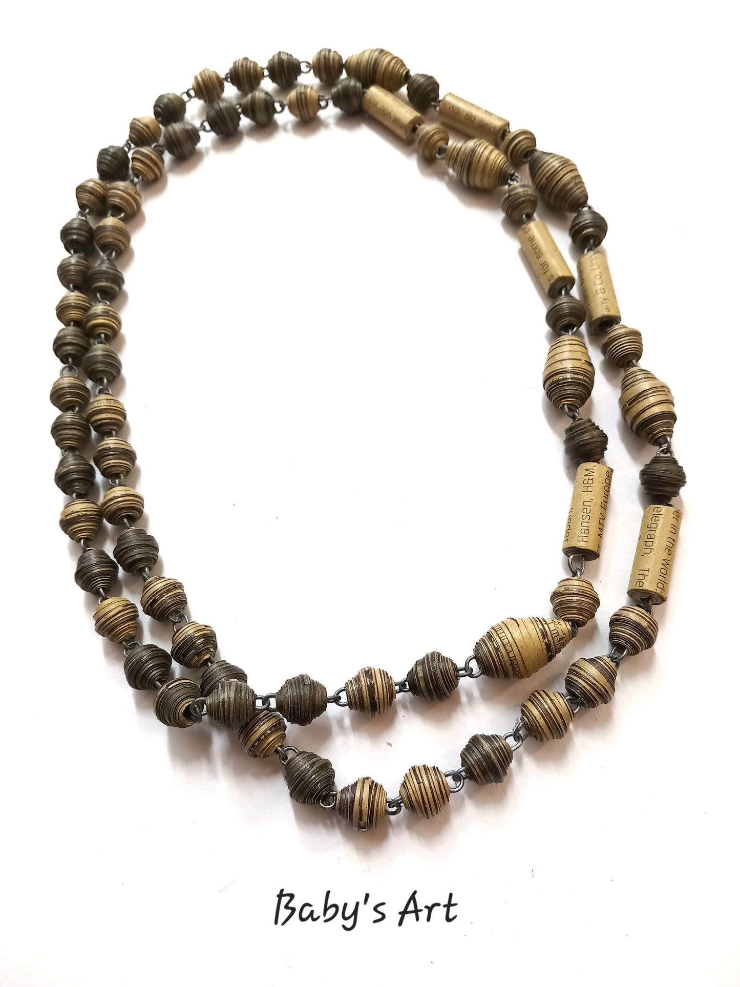 Collana perle di carta verde militare