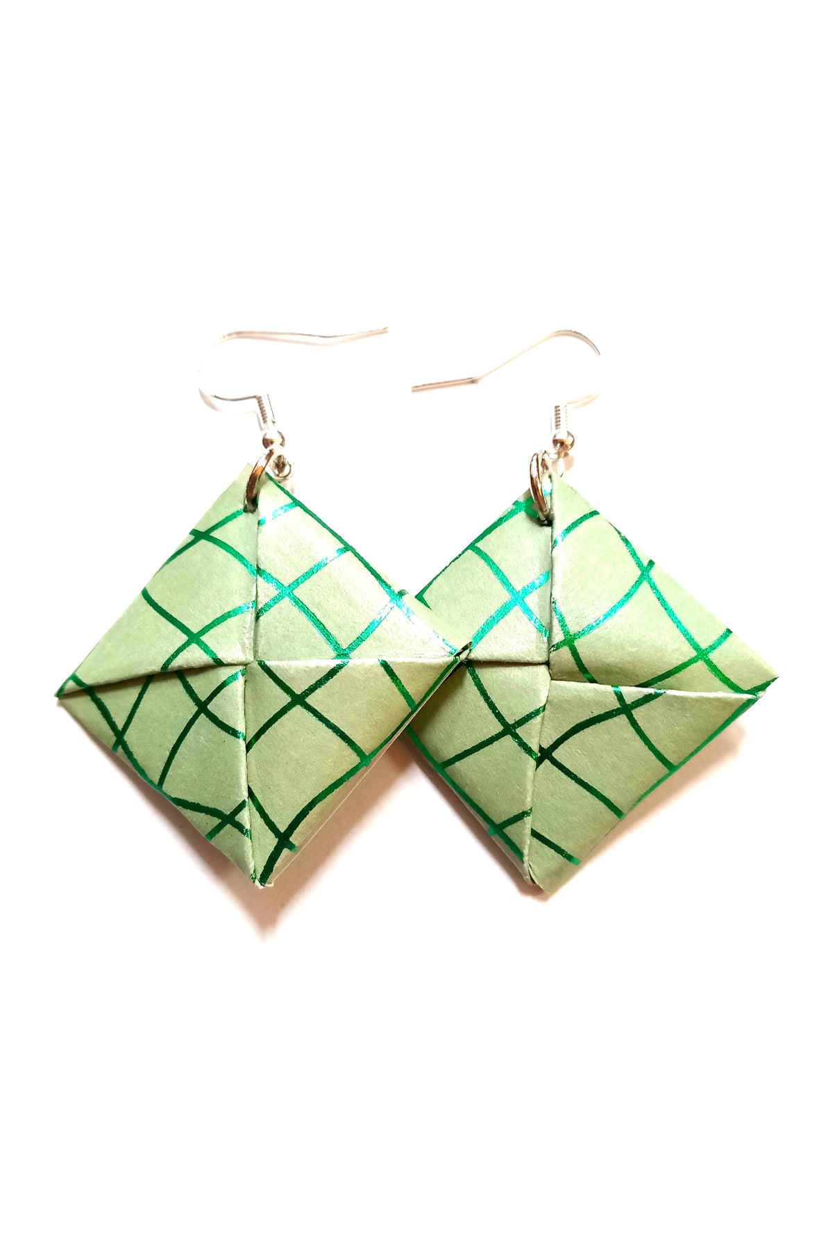 Orecchini origami glitter verde