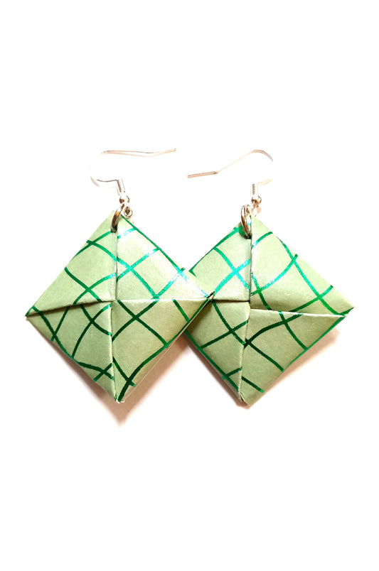 Orecchini origami glitter verde