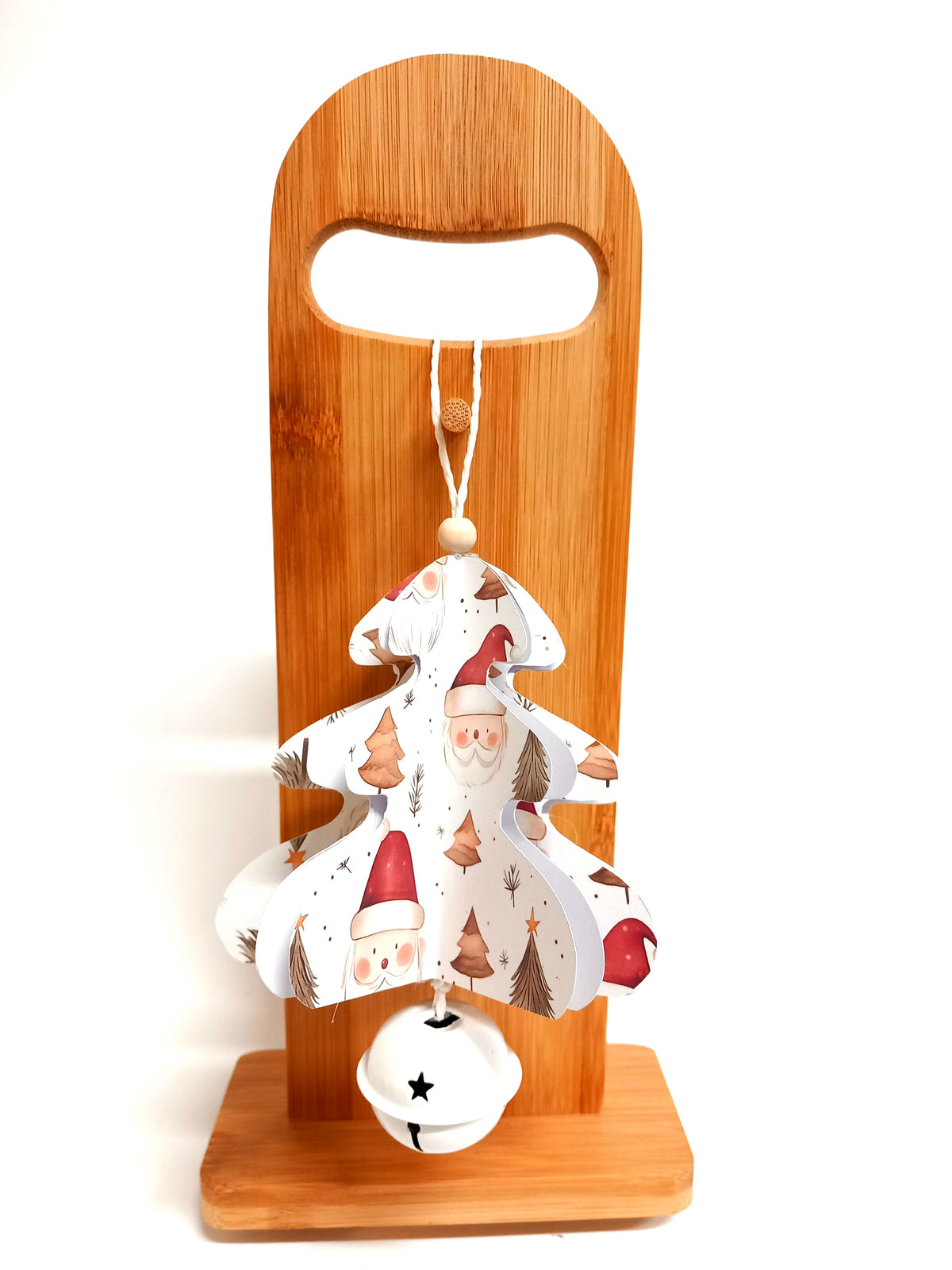 Alberello origami con sonaglio Babbo Natale