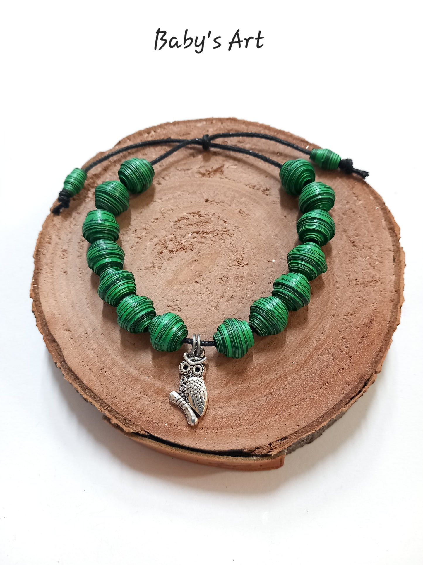 Bracciale perle &charm verde scuro