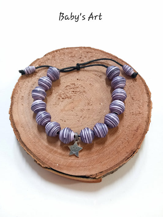 Bracciale perle & charm lilla