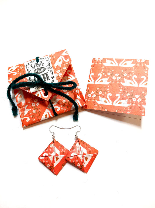 Set orecchini + confezione + biglietto "Cigni"