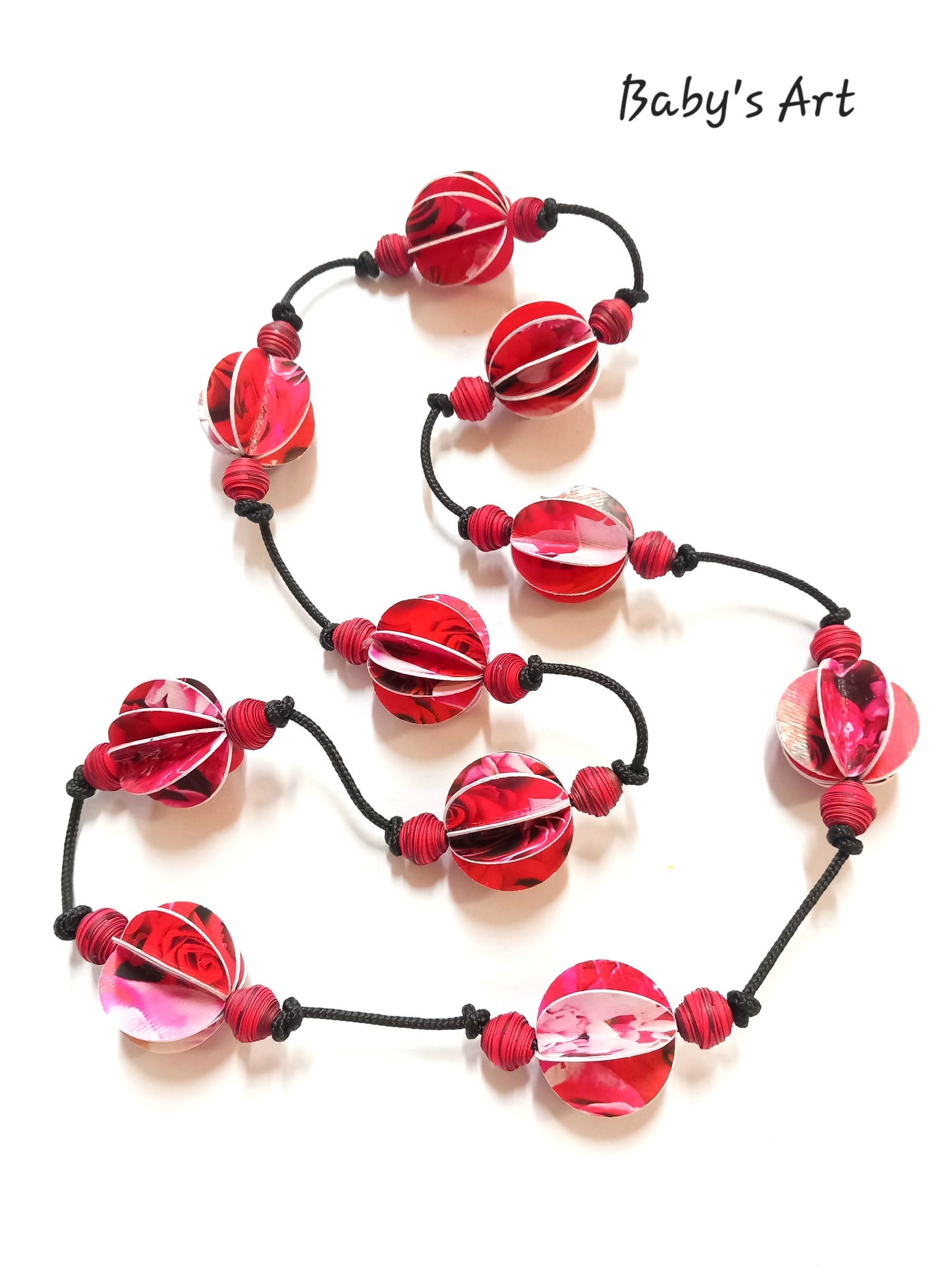 Collana perle origami rose