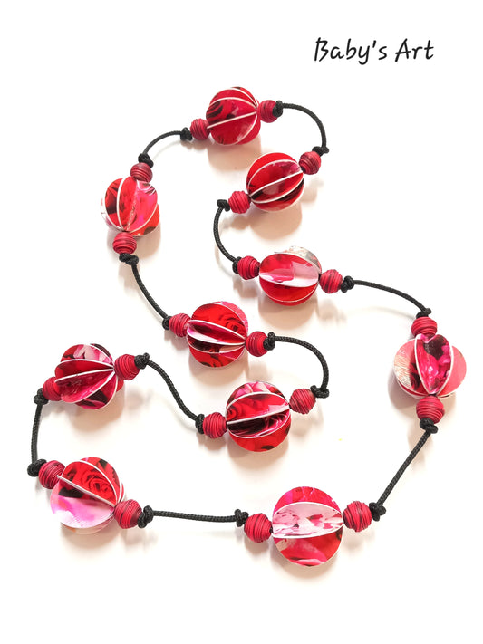Collana perle origami rose
