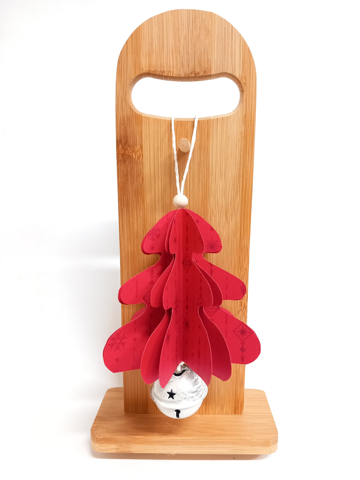 Alberello origami con sonaglio rosso
