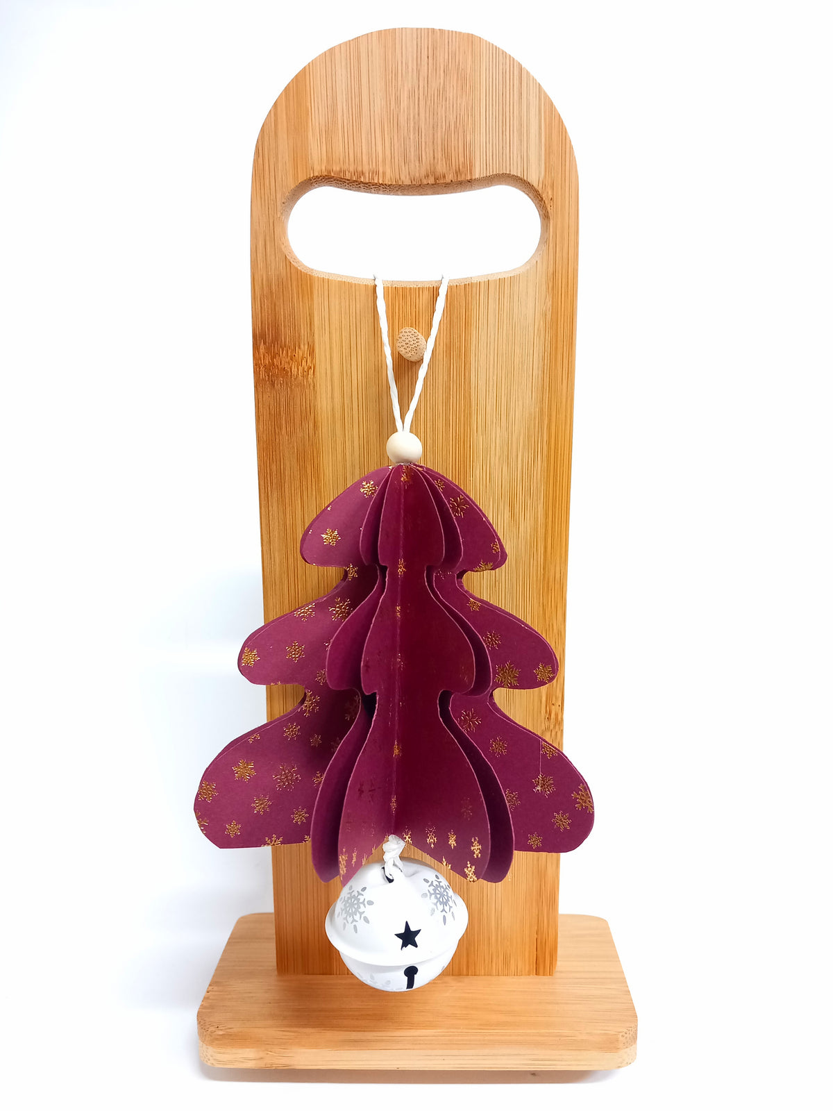 Alberello origami con sonaglio bordeaux
