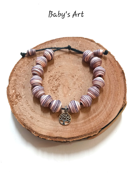 Bracciale perle & charm rosa