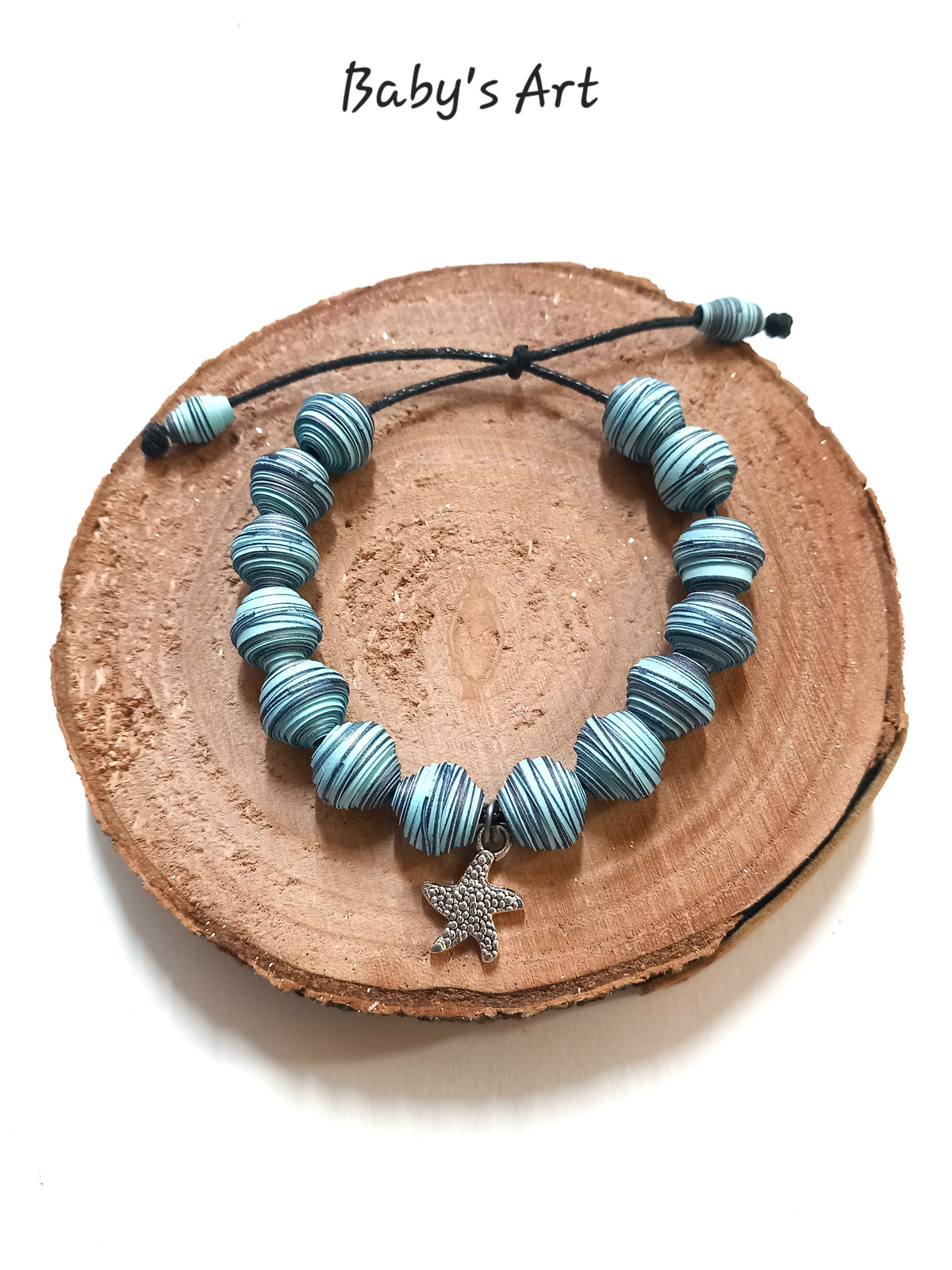 Bracciale perle & charm celeste