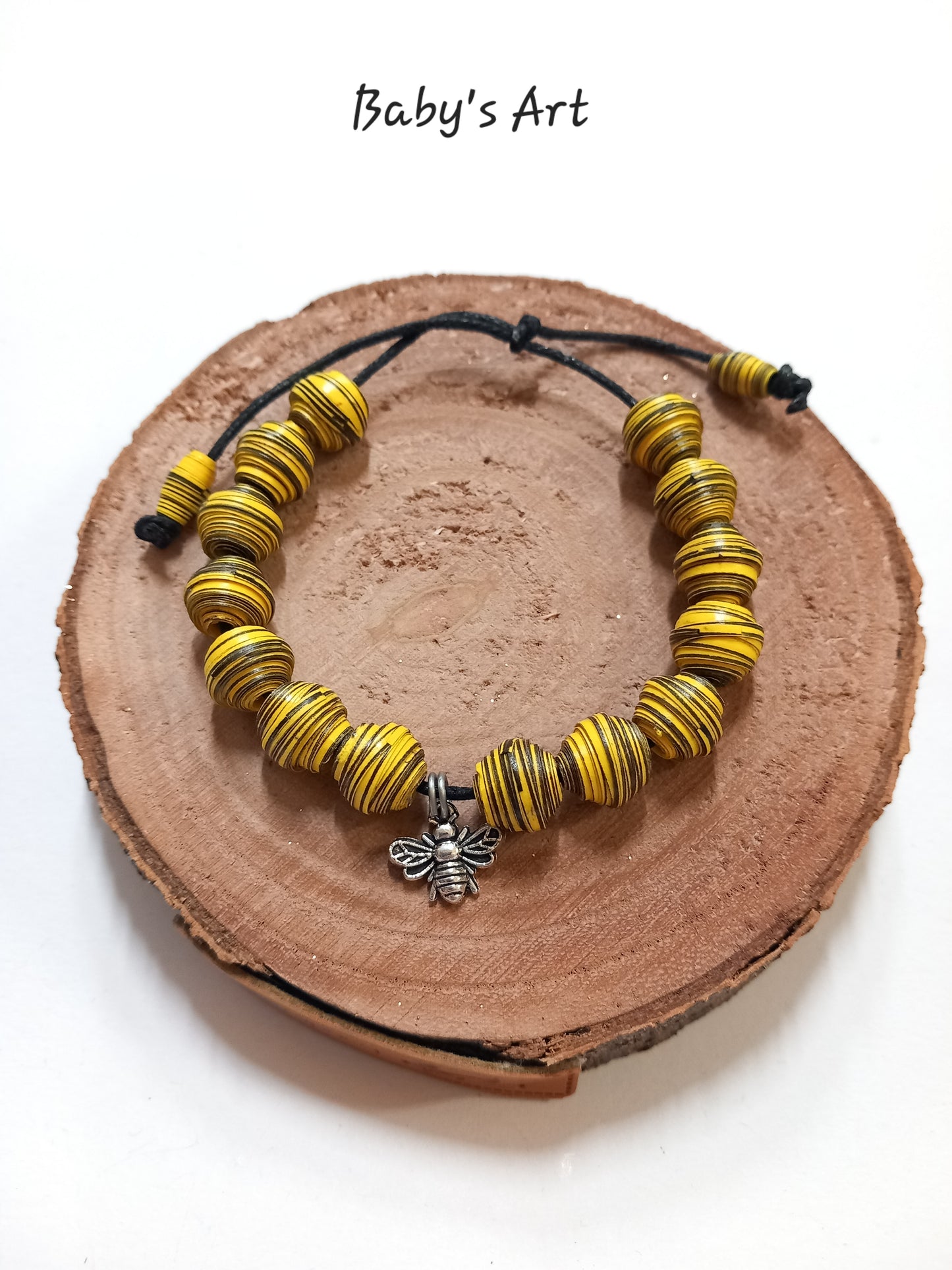 Bracciale perle & charm giallo