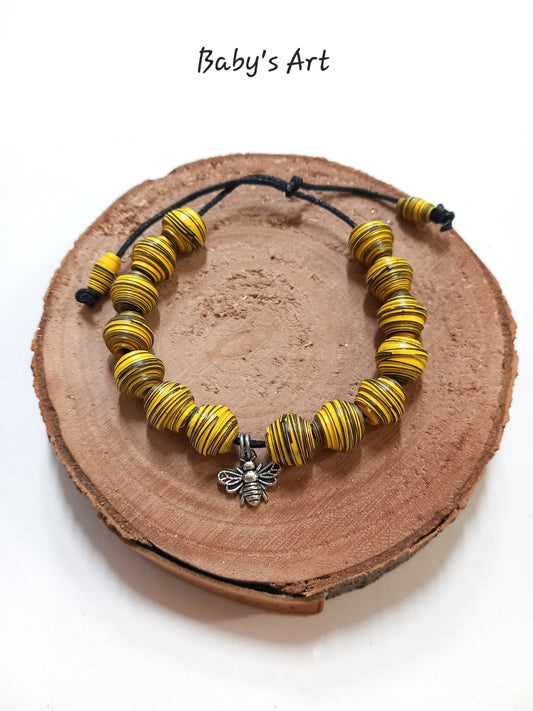 Bracciale perle & charm giallo
