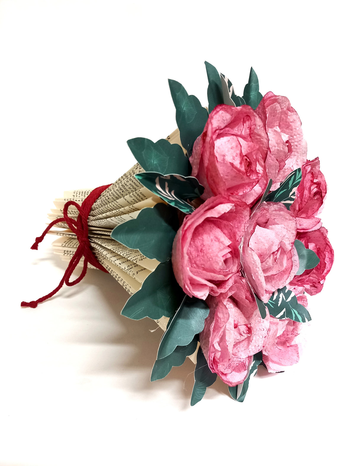 Eco-scultura a libro con rose di carta handmade